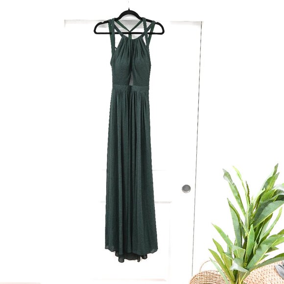 La Femme Size 8 Strappy Open Back Halter Dress Green Dress - Picture 1 of 10
